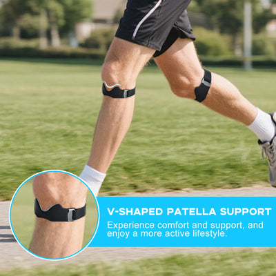 Adjustable Non-Slip Patella Band Stabilizer Knee Brace Silicone Patellar Tendon Support Strap with 3D Airbag for Sports