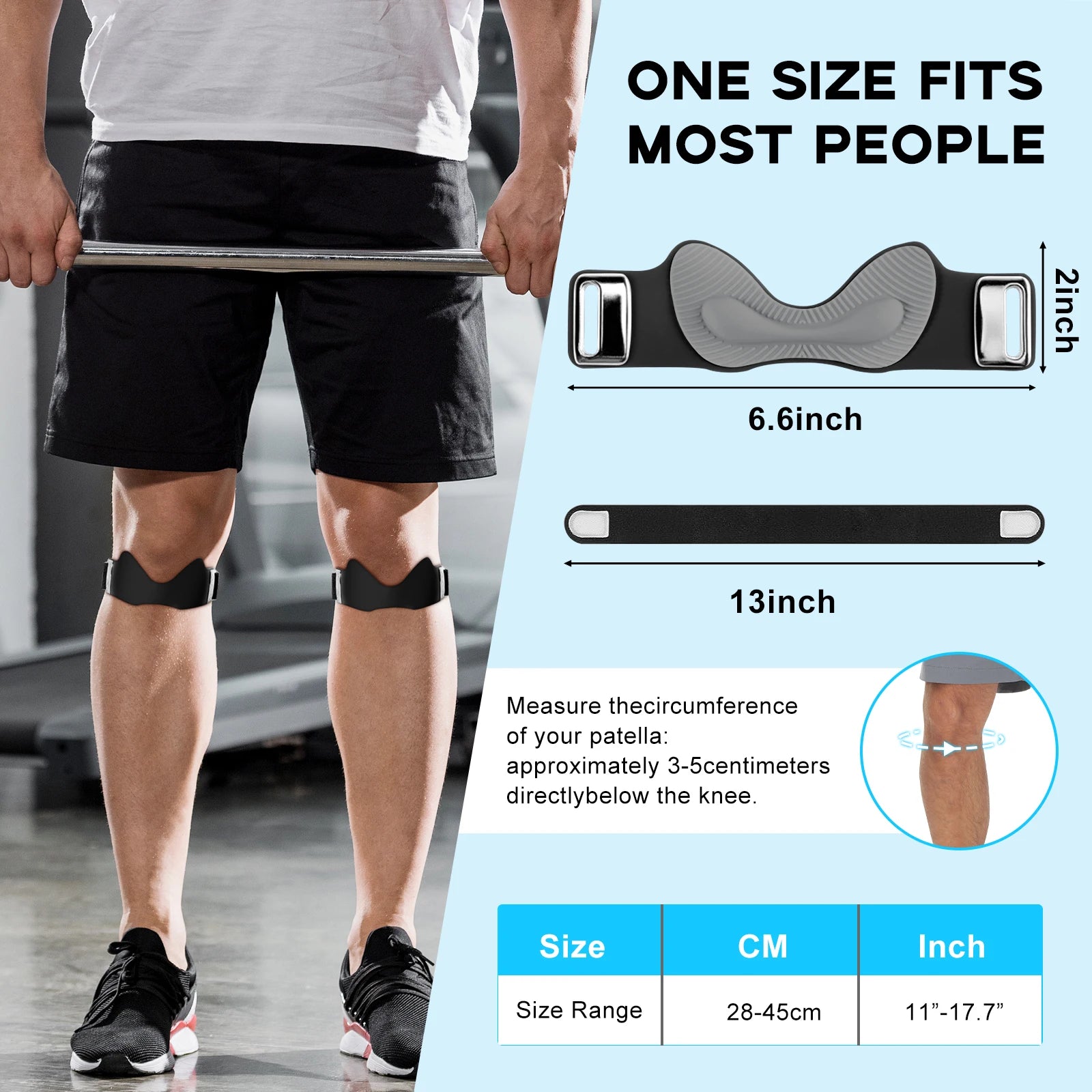 Adjustable Non-Slip Patella Band Stabilizer Knee Brace Silicone Patellar Tendon Support Strap with 3D Airbag for Sports